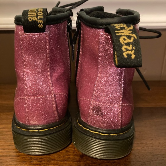 Pink Glitter Lace Up Doc Martens Toddler Boots Size 8 Great Condition - Picture 4 of 9